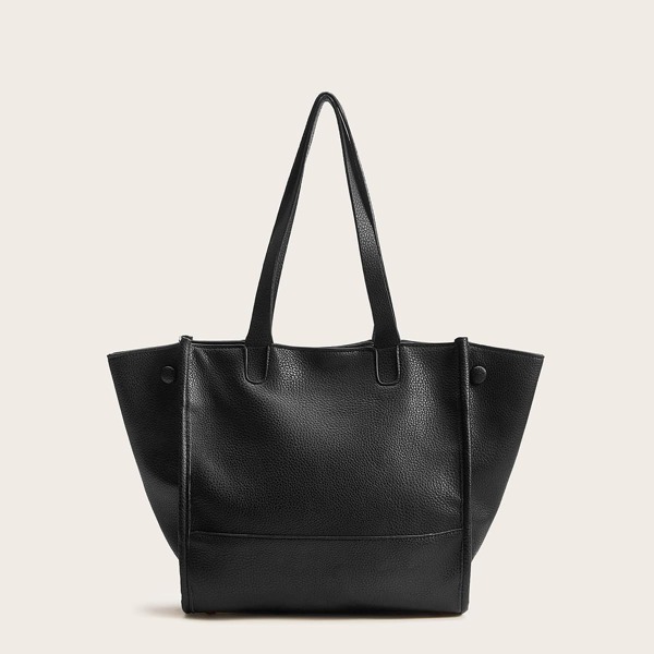 

Winged Tote Bag With Magnetic Button, Black