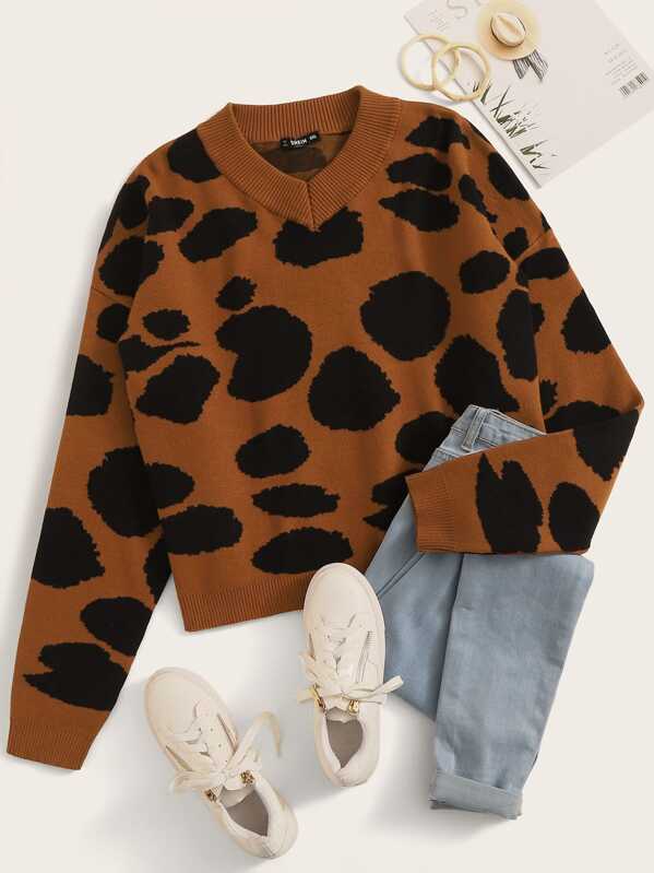 

Plus Drop Shoulder Allover Jumper, Camel