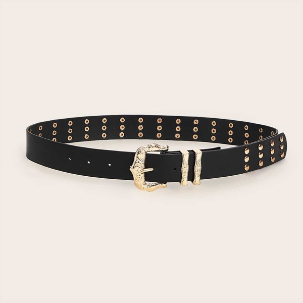 

Textured Rivet Decor Buckle Belt