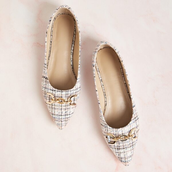 

Point Toe Tweed Ballet Flats, Multicolor