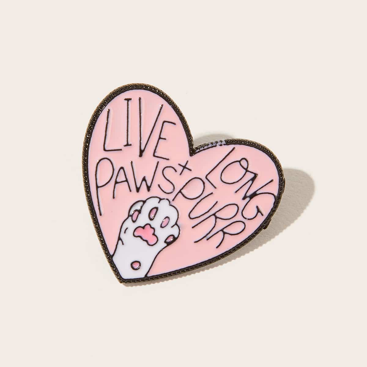

1pc Slogan Graphic Heart Design Brooch, Pink