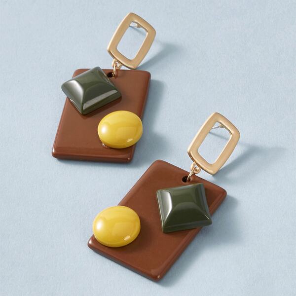 

1pair Geometric Drop Earrings, Multicolor