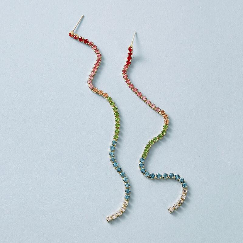 

1pair Rhinestone Decor Drop Earrings, Multicolor