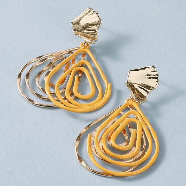 

1pair Spiral Drop Earrings, Multicolor
