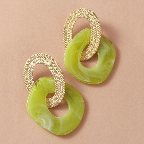 

1pair Textured Drop Earrings, Multicolor