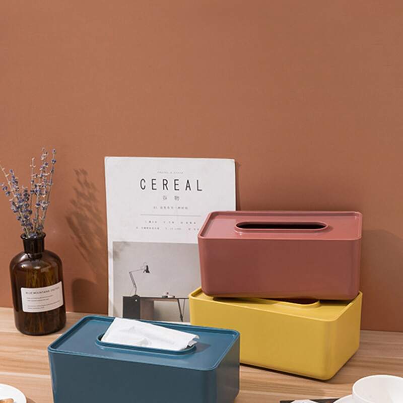 

1pc Solid Color Tissue Storage Box, Multicolor