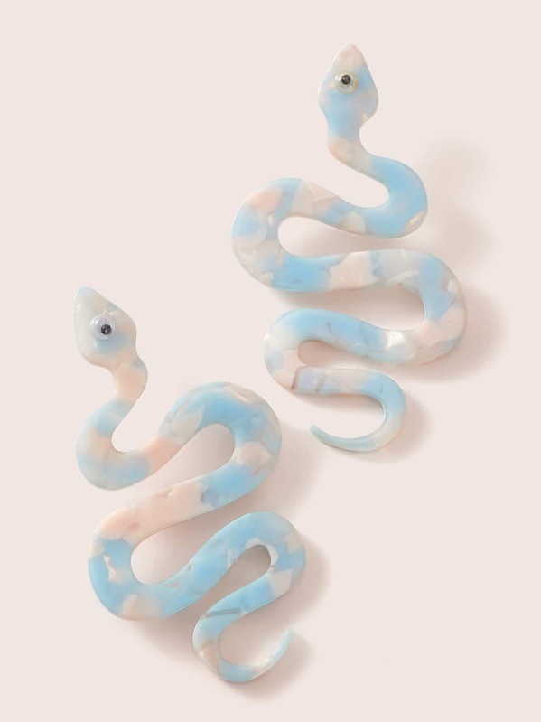 

1pair Snake Shaped Stud Earrings, Multicolor