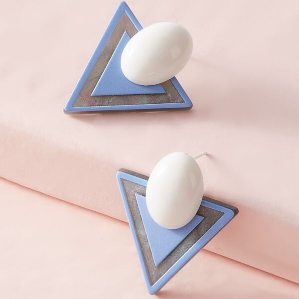 

1pair Geometric Stud Earrings, Multicolor