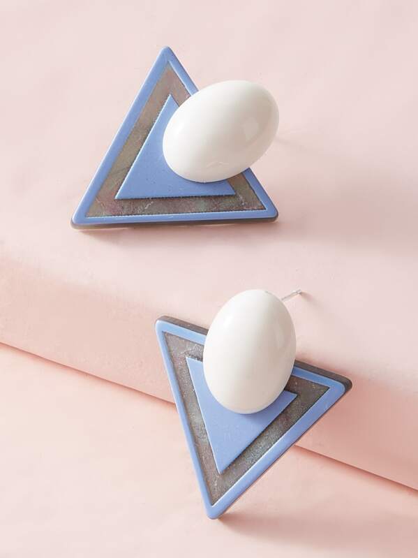 

1pair Geometric Stud Earrings, Multicolor
