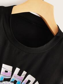 SHEIN Unity Áo thun Thú vật màu đen Casual - màu đen - Xem 4