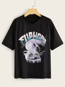 SHEIN Unity Áo thun Thú vật màu đen Casual - màu đen - Xem 1