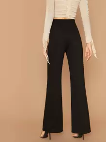 SHEIN Essnce Pantalones de pierna ancha de cintura alta - Negro - Ver 2