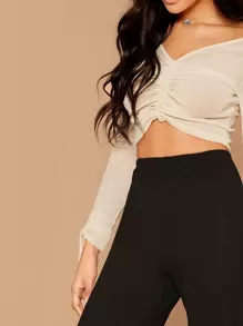 SHEIN Essnce Pantalones de pierna ancha de cintura alta - Negro - Ver 4