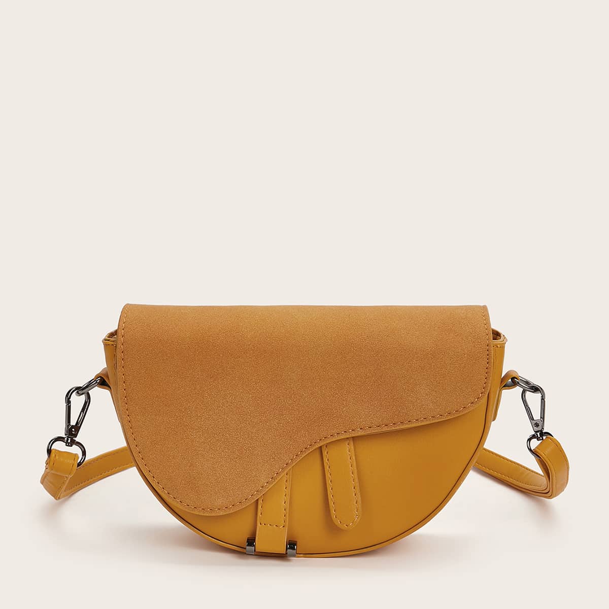 

Flap Semicircle Crossbody Bag, Yellow