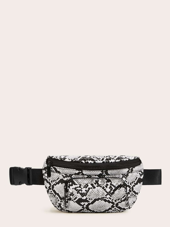 

Snakeskin Pocket Front Fanny Pack, Multicolor