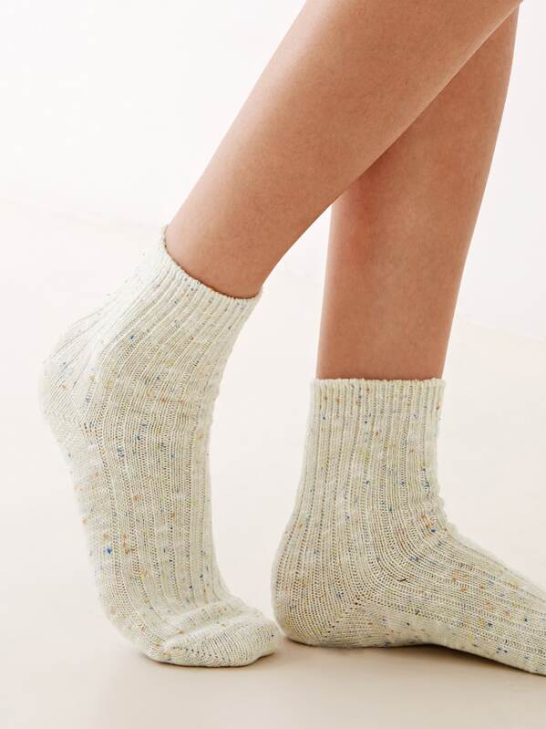 

1pair Colorful Pot Socks, White