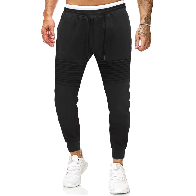 

Guys Solid Ruched Drawstring Sweatpants, Black