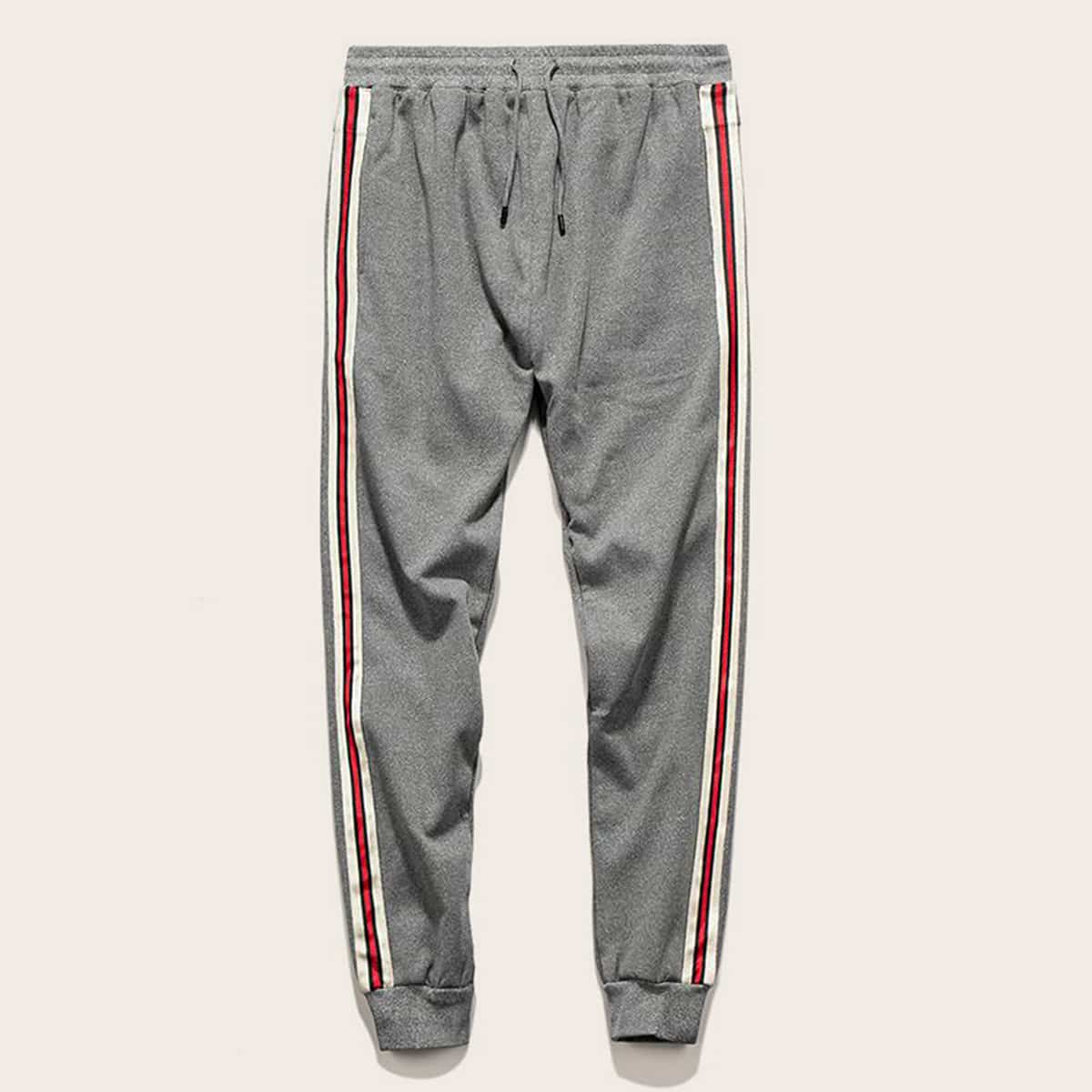 

Guys Side Stripe Drawstring Waist Sweatpants, Grey