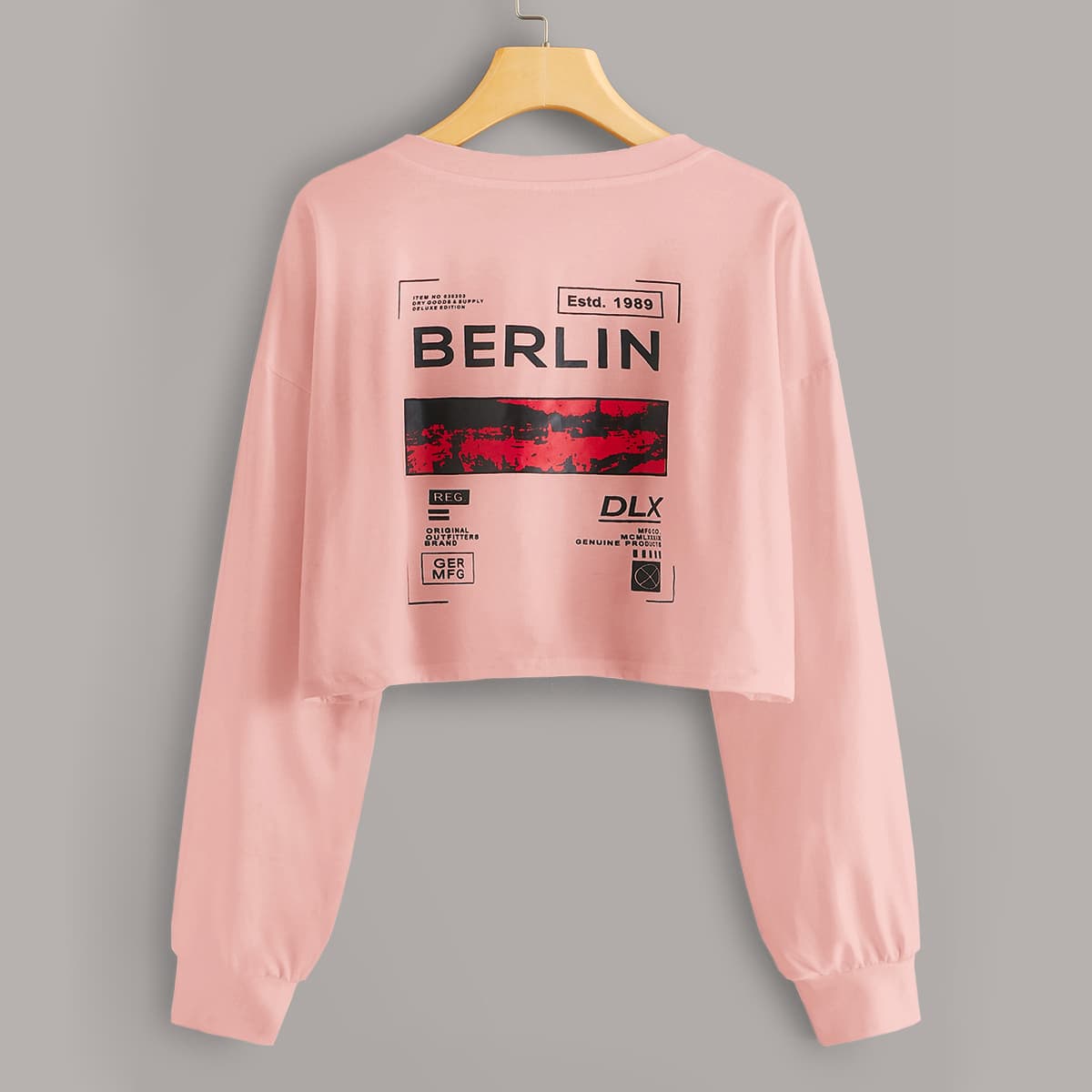 

Letter Graphic Drop Shoulder Crop Tee, Pink