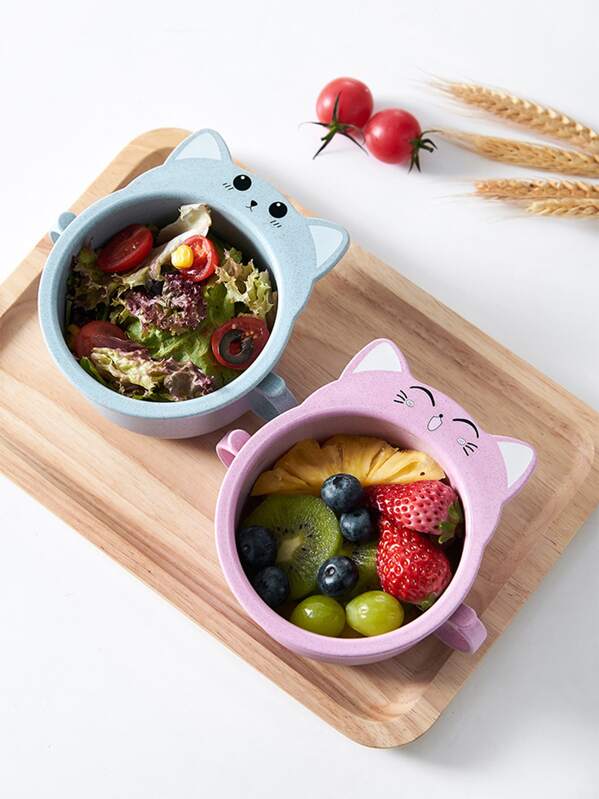 

1pc Cat Design Plastic Bowl