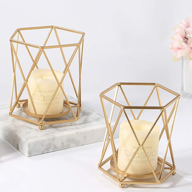 

1pc Metal Geometric Candle Cover