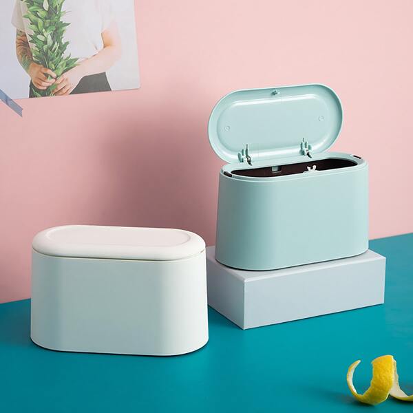 

1pc Desktop Mini Pressing Type Trash Can, Multicolor