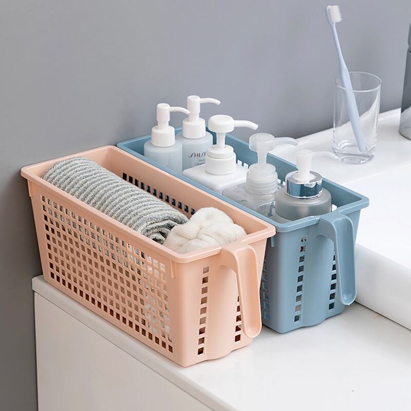 

1pc Desktop Hollow Plastic Storage Basket, Multicolor