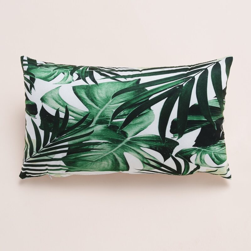 

Tropical Leaf Print Pillowcase, Green