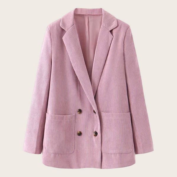 

Lapel Double Breasted Corduroy Blazer