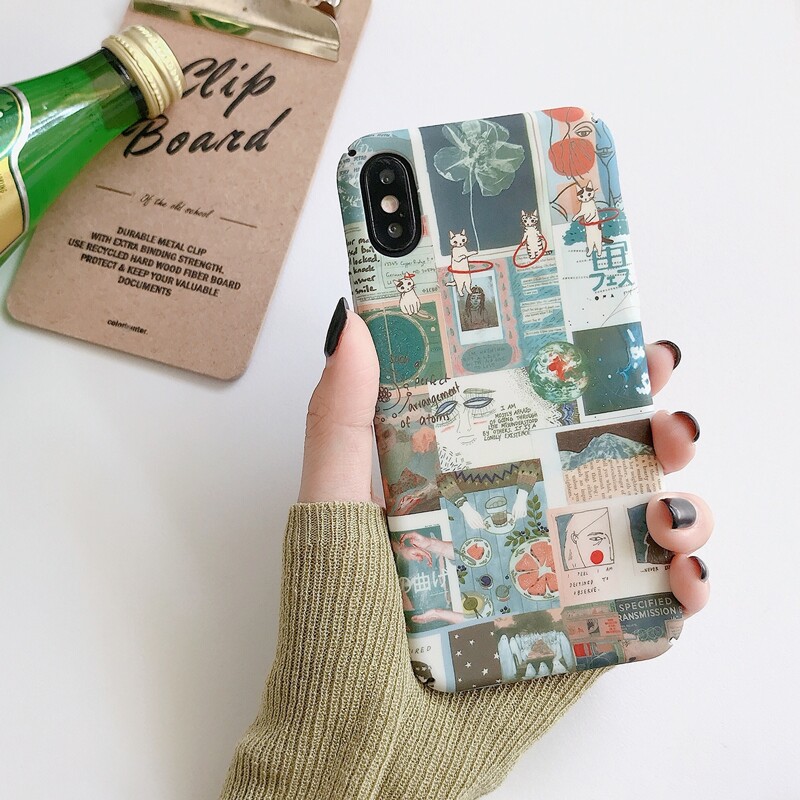 

Vintage Illustration Pattern iPhone Case, Multicolor