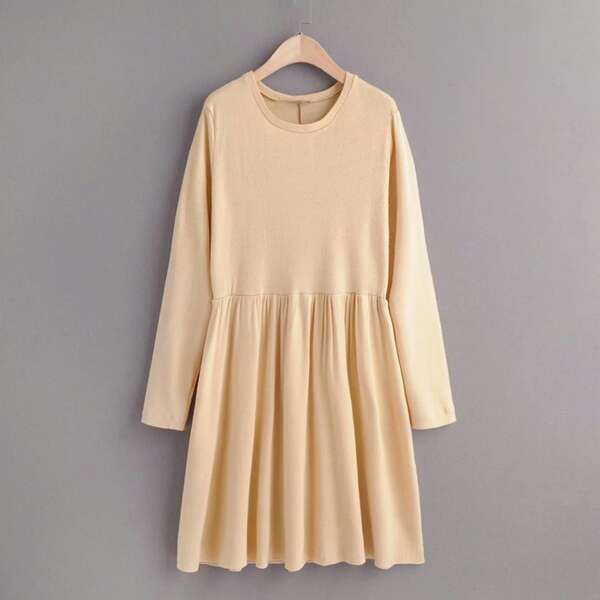 

Solid Flared Hem Sweater Dress
