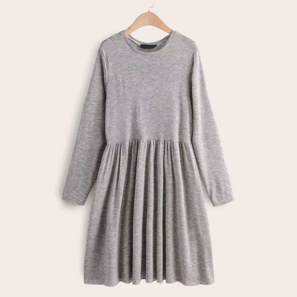 

Solid Flared Hem Sweater Dress