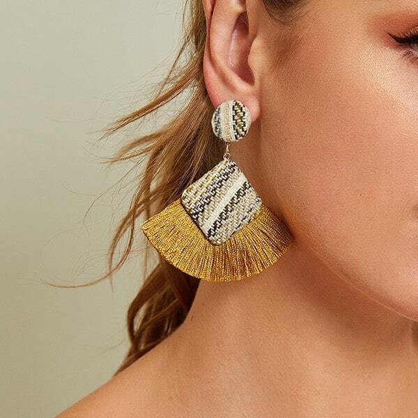 

Braided Geometric Decor Tassel Drop Earrings 1pair, Multicolor