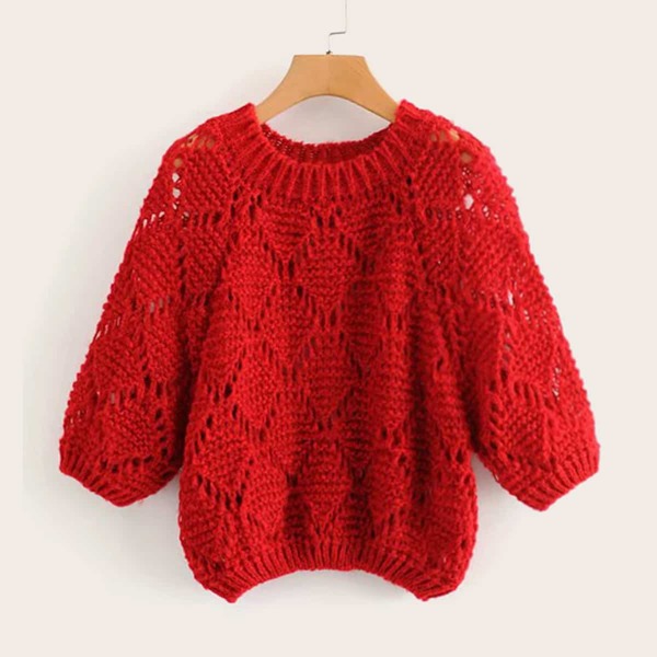 

Chunky Pointelle Knit Crop Sweater