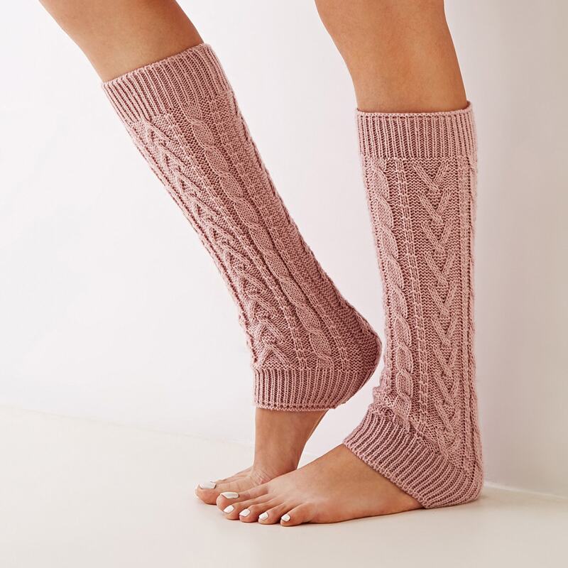 

1pair Open Toe Braided Long Socks, Pink