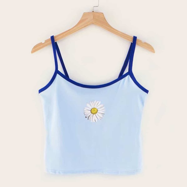 

Daisy Print Contrast Binding Cami Top
