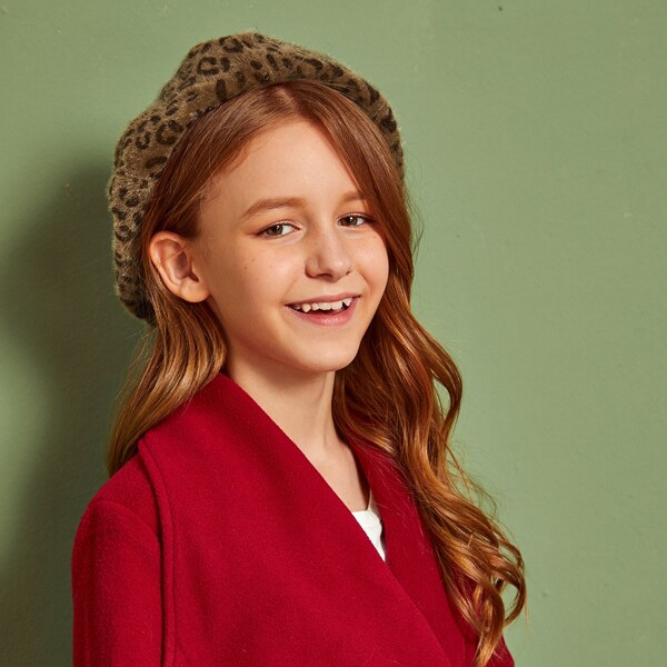 

Girls Leopard Pattern Berets, Multicolor