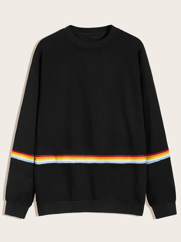 

Men Rainbow Stripe Tape Sweatshirt, Black