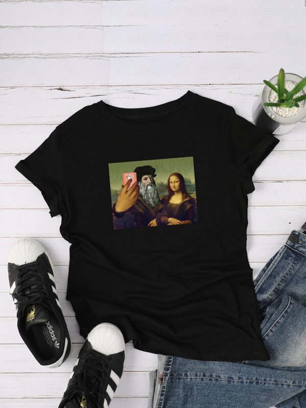 

Figure Graphic Round Neck Tee, Black