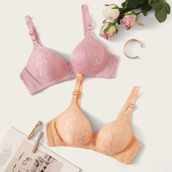 

2pack Floral Lace Bra Set, Multicolor