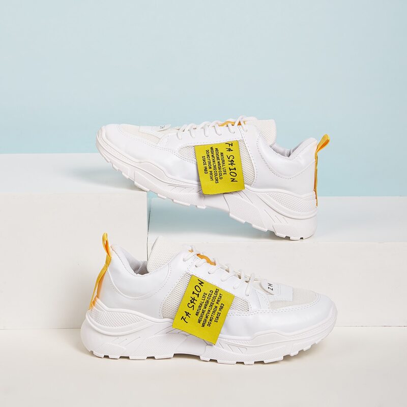 

Guys Letter Graphic Mesh Chunky Sole Trainers, Color block