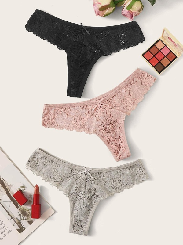 

3pack Floral Lace Panty Set, Multicolor