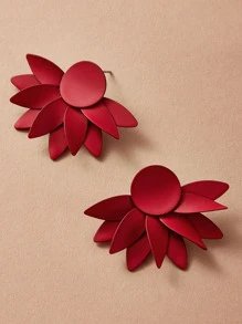 Pendientes largos con flor 1 par - Rojo - Ver 1
