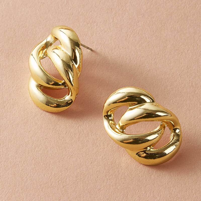 

1pair Simple Stud Earrings, Gold