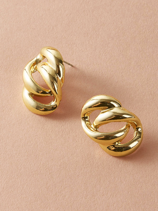 

1pair Simple Stud Earrings, Gold