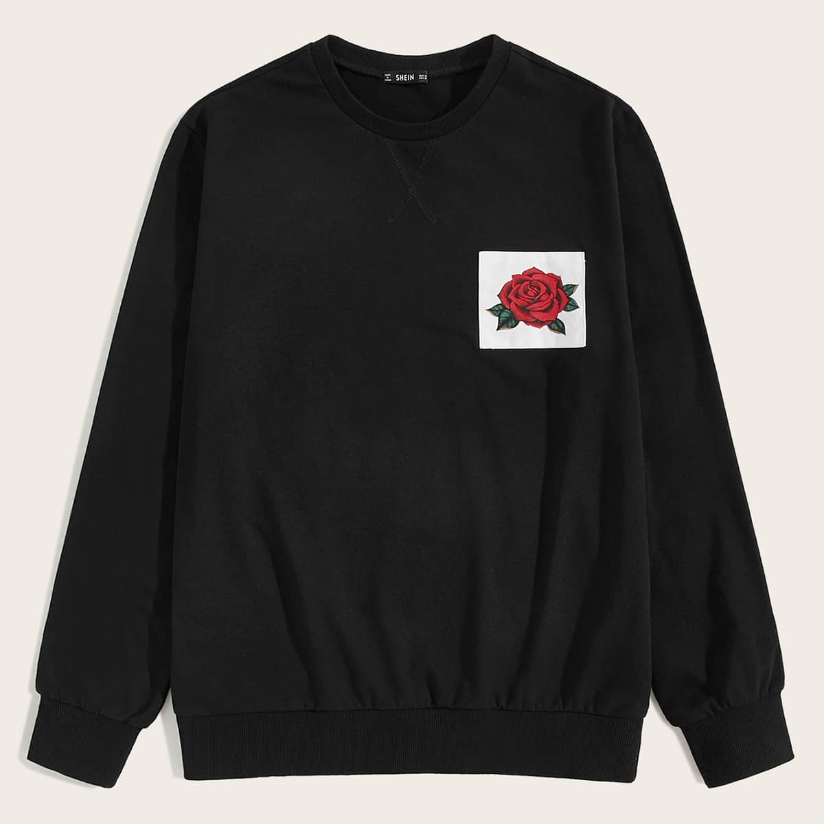

Guys Floral Print Pullover, Black