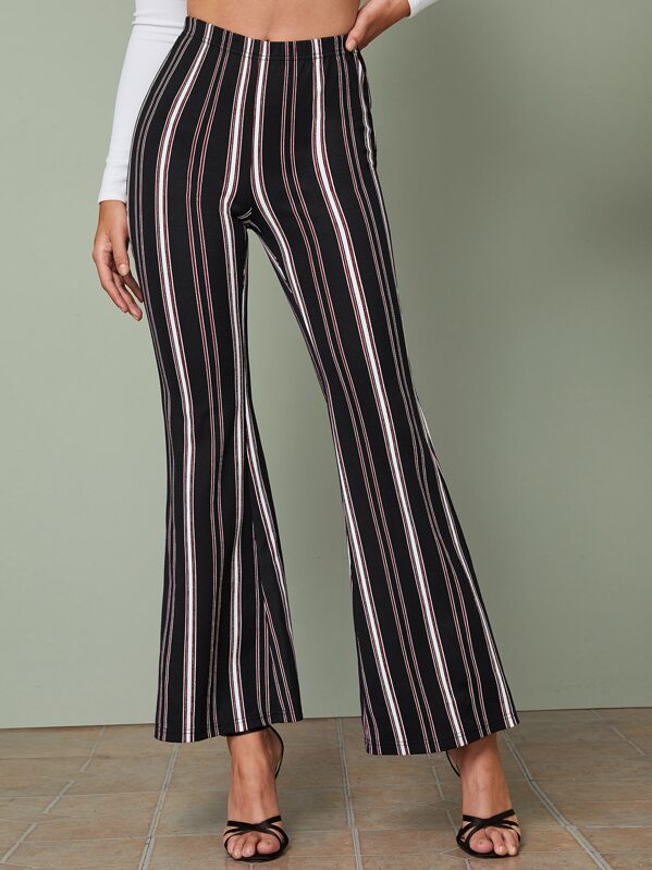 

Elastic Waist Striped Flare Leg Pants, Multicolor, Luiza