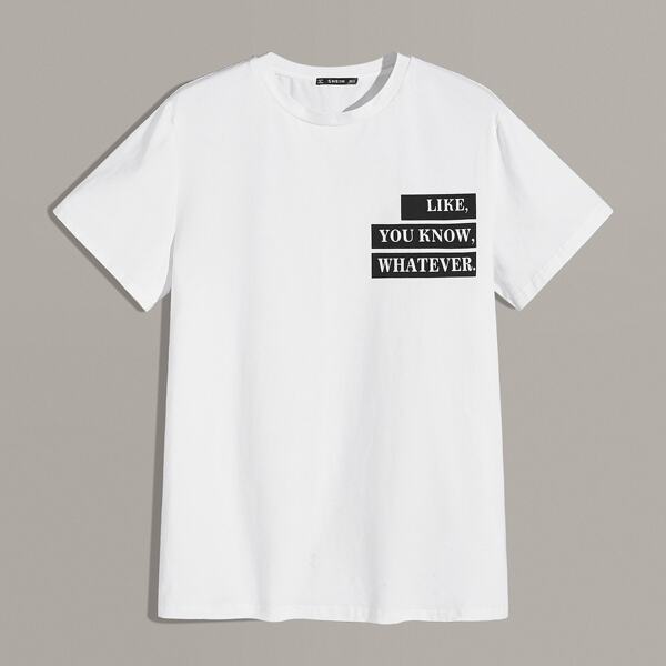 

Men Slogan Graphic Top, White