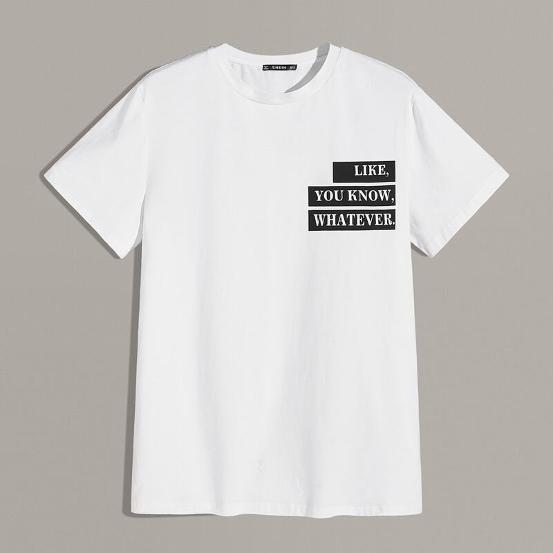 

Guys Slogan Graphic Top, White