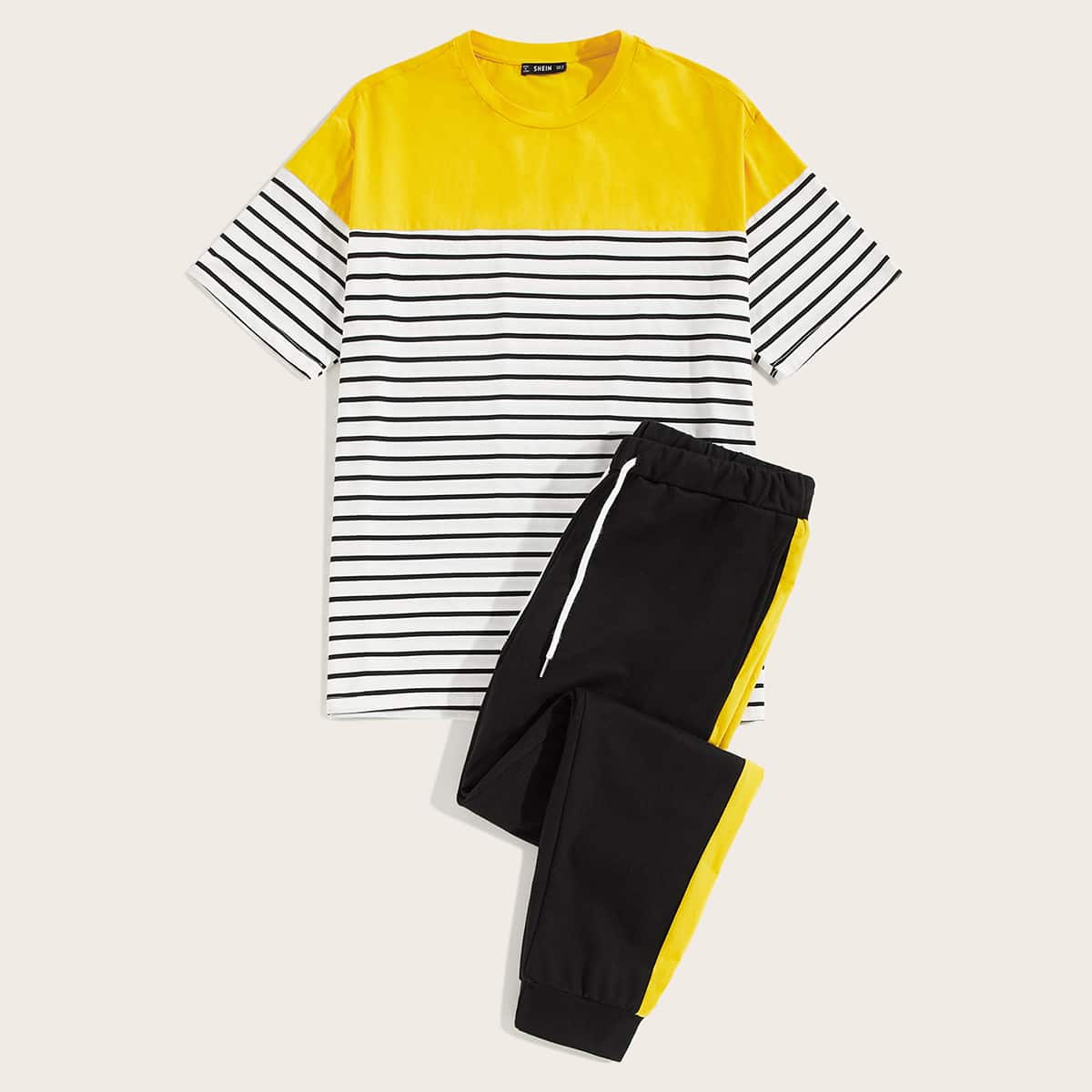 

Guys Colorblock Striped Tee & Joggers Set, Multicolor